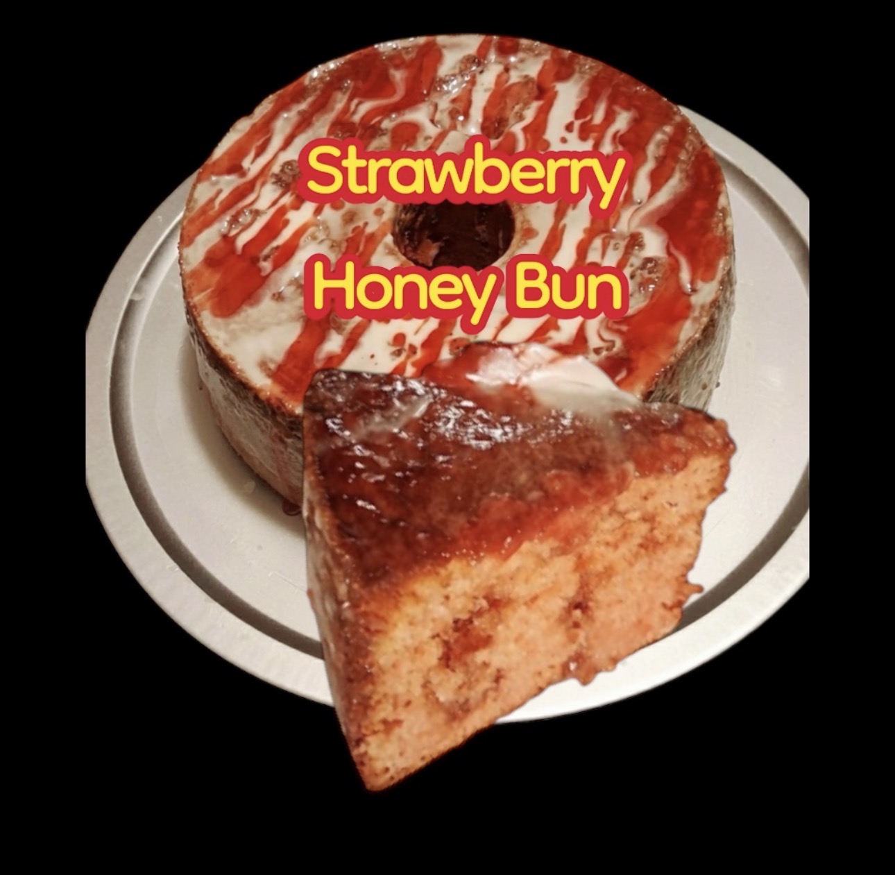 Glazed strawberry honey bun bundt cake